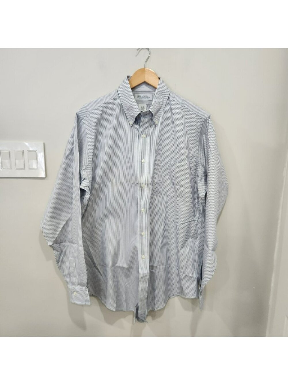 Vintage Brooks Brothers Button Down Shirt 16-35 Oxford OCBD Blue Striped